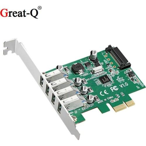 5Gbps 4 Ports USB 3.0 Hub to PCI-E PCI express Expansion Riser Card adapter with SATA Power Connector