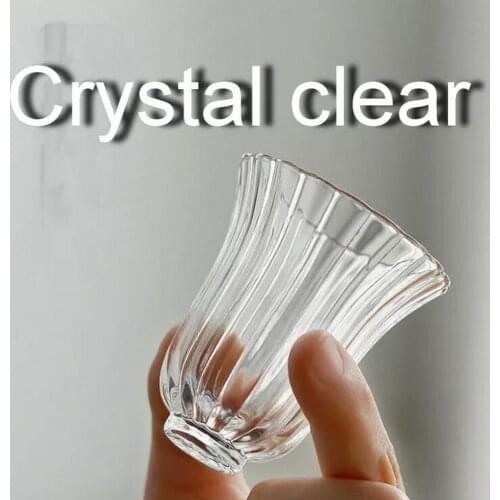 6Pcs leaves Crystal clear Tea Cup Heat Resistant Set Glass Kung Fu Tea Cup Home Drinking Shoot Glasses Gifts 50ml