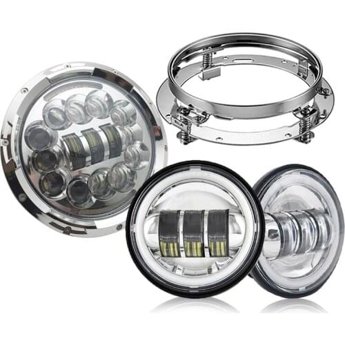 7 inch Round LED Headlight High Low Beam 7" headlights Mounting bracket ring support for H-arley Road King Motorcycle