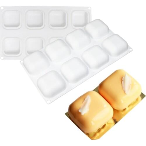 1PCS Silicone 8 Cavity Square Shape Cake Mold For Baking Dessert Ice-Creams Mousse Mold Decorating tools