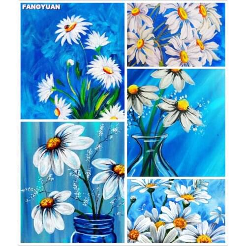 New 5D Diy Diamond Painting Flowers Daisy Full Square Round Diamond Embroidery Mosaic Cross Stitch Home Decoration Art Kit Gift