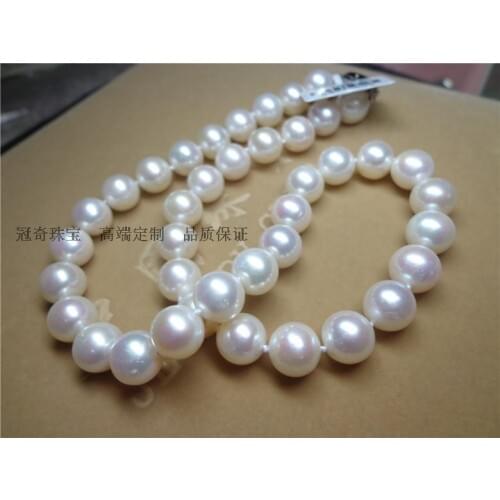 Free Shipping >ROUND AAAAA LUSTER 17"11-13mm real natural south sea WHITE pearl necklace