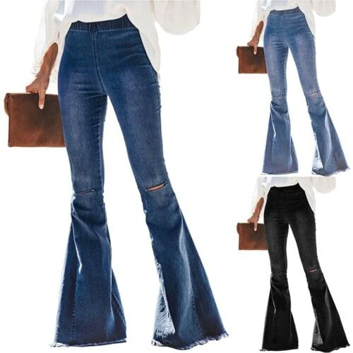 Flare Rip Pants Pants Pants Jeans for Women Trousers Jeans Slim Fit Slimming Cowboy for Women High Waist Jeans