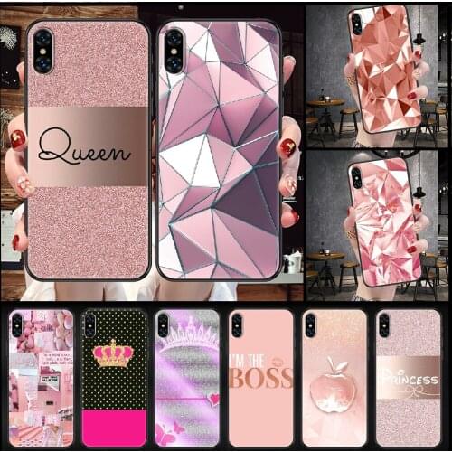 Pink Princess Queen Phone Case Cover Hull For iphone 5 5s se 2 6 6s 7 8 12 mini plus X XS XR 11 PRO MAX black tpu prime soft