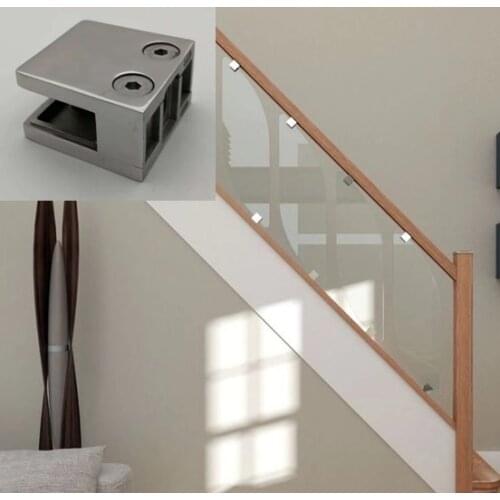 Freeshipping 316L Square Glass Clamp For Flat Surface Staircase Parts