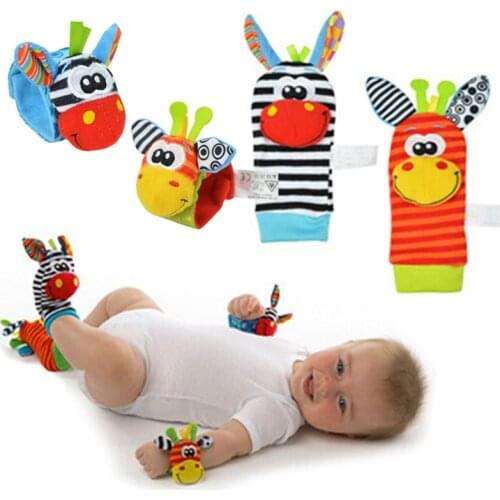 0-12 Months Baby Rattles Cartoon Baby Toys Children Infant Newborn Toys Soft Plush Sock Baby Rattle Toy Wrist Strap Baby Socks