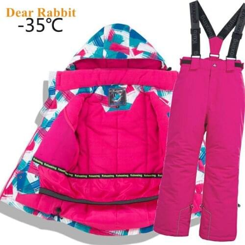 Children Thermal Ski Suit Waterproof Pants+Jacket Boy Girl Winter Sports Windproof quality Kid Skiing and snowboard 2pcs Suits