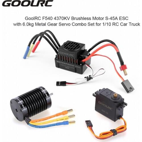GoolRC F540 4370KV Brushless Motor S-45A ESC with 6.0kg Metal Gear Servo Upgrade Brushless Combo Set for 1/10 RC Car Truck Kit