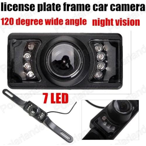 Night Vision 120 degree wide angle Waterproof long License Plate Frame HD Car Camera Rear View Camera with 7 LED