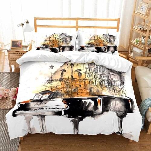 Deluxe Piano Music Symbol Design Bedding Set 3D Duvet Cover Full Queen Size Bedding Linen Cover Quilt Cover 2/3 Girls Bedding