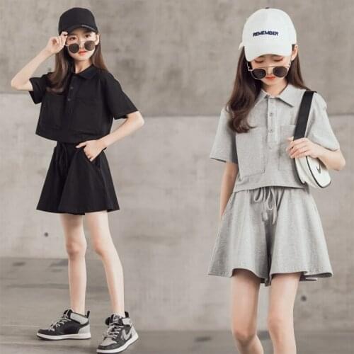 Summer Girls Clothing Sets Teen Girls Streetwear Top+ Shorts Fashion 2Pcs Sets for 4 6 8 10 12 14 Years Children Clothing Suit