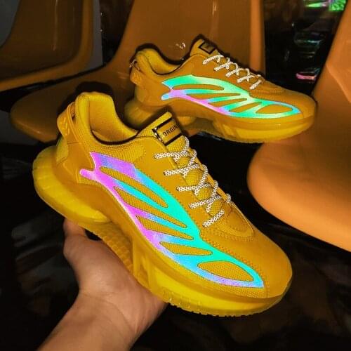 Night Walking Sneakers for Men 2021 New Casual Shoes Men Hollow Sole High Elastic Bottom Mens Sports Shoes zapatillas de hombre