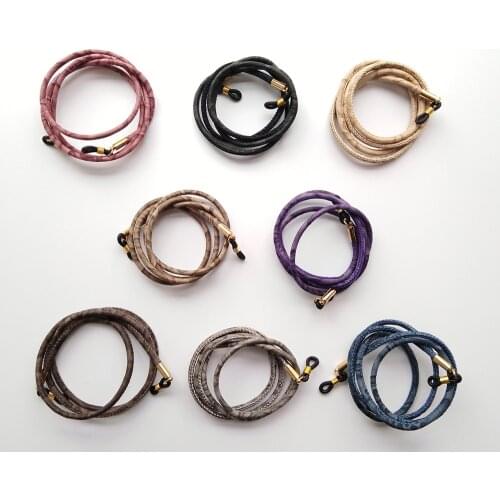 Eyewear round PU leather sewing cord sunglass lanyard string spectacle retainer snake chain holder