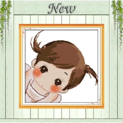 The cute girl baby painting counted printed on canvas DMC 14CT 11CT DIY Cross Stitch chinese diy Embroidery kits Needlework Sets