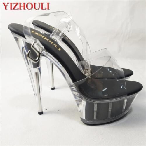 2018, fashion runway shoes, club sexy shiny platform shoes, transparent 15 cm high heel sandals