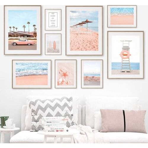 Sea Beach Lounge Palm Car Bike Starfish Wall Art Canvas Painting Nordic Posters And Prints Wall Pictures For Living Room Decor