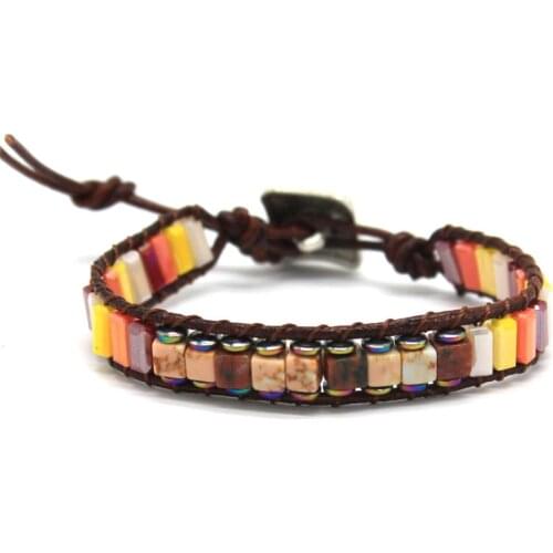 Natural stone hand-woven bracelet environmental protection zinc magnet buckle colorful chakra energy stone men and women jewelry