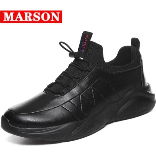 New Mens Leather Casual Shoes High Quality Fashion Light Flats Running Shoes Black Lace-Up Breathable Male Footwear Plus Size