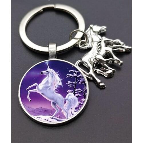 Unicorn under the stars cute Pegasus cartoon new alloy keychain