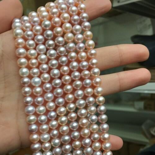 Freshwater Pearl necklace Round shape with Size 6.5-7mm perfect luster loose pearl strands