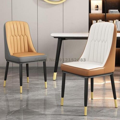 Nordic light luxury dining chair leisure chair household simple makeup backrest stool modern hotel chair iron dining table and