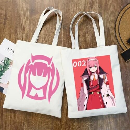Darling In The Franxx Zero TWO Hentai Japan Anime Graphic Cartoon Print Shopping Bags Girls Fashion Casual Pacakge Hand Bag