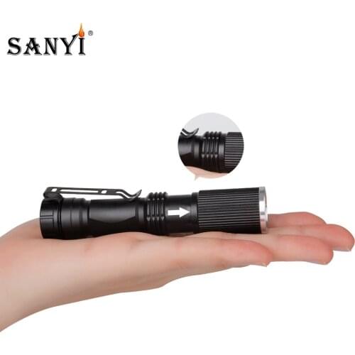 Sanyi LED Mini Flashlight Zoom Focus Torch Portable Flashlights Pocket Penlight Lantern Waterproof in Life Lighting Use AA 14500