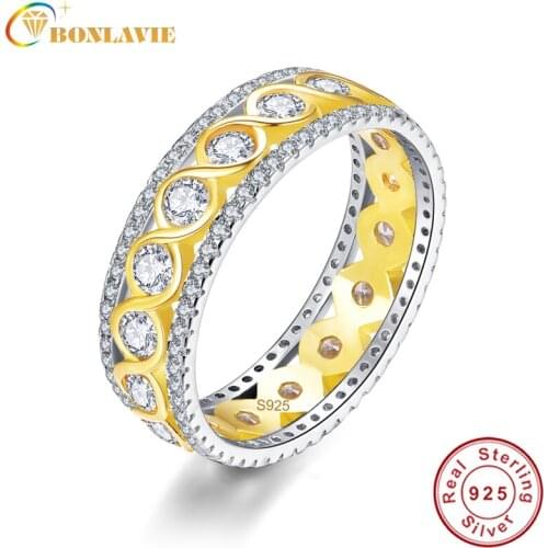 BONLAVIE Twisted Ring Silver 925 Jewelry Wedding Band 18k Gold Plated s925 Ring Jewelry 4.78g Sterling Silver