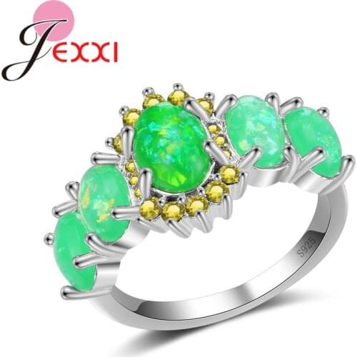 Top Quality Oval Cubic Zirconia Lovers Wedding Ring 925 Sterling Silver Mystic Rainbow Stones Jewelry Full Sizes Wholesale