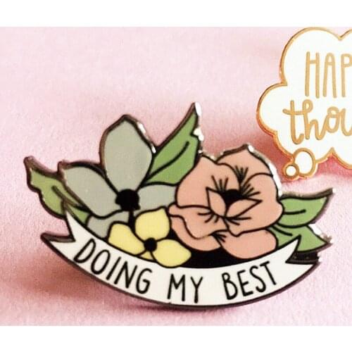 YAOJIE Doing My Best Pastel Encourage Qutoes Enamel Brooch Pin Hat Bag Collar Lapel Pins Badges Fashion Jewelry Accessories