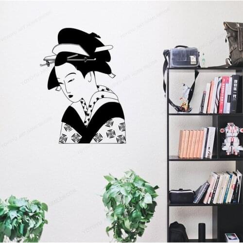 Japanese geisha woman wall sticker vinyl Asian girl wall art mural home decor HJ887
