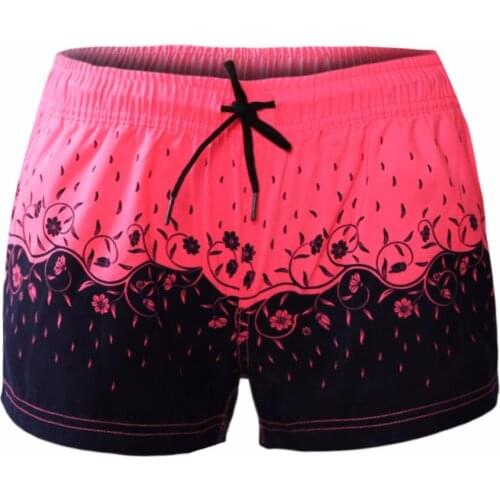 Vintage Women Beachwear Holiday Seaside Unique Pink Floret Print Beach Surf Boxer Shorts Quick Dry Brazilian Boardshort Sports