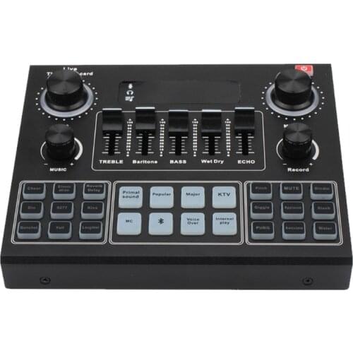 V9 Bluetooth Sound Card USB Headset Microphone Webcast Live Streaming Sound Card J0PB