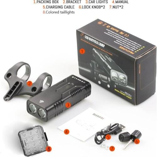 10000mAh Bicycle Light USB Rechargeable 5*T6 LED Flashlight For Bike Light Front Cycling MTB Road Headlight Aluminum Waterproof