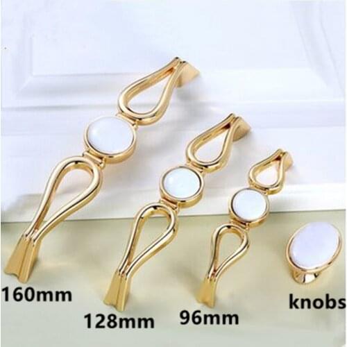 128mm 160mm modern simple fashion furniture handles white ceramic drawer cabinet knobs gold dresser wardrobe door handles 96mm