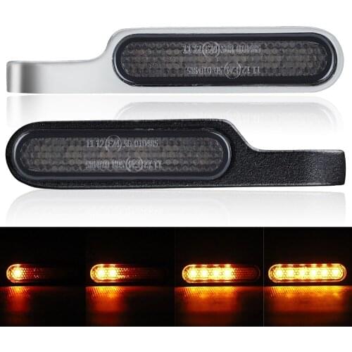 2/4PCS Black/Chome Motorcycle Mini LED Flowing Turn Signals Indicators Blinker Light Amber 8mm 6 LED Flowing Signal lamp