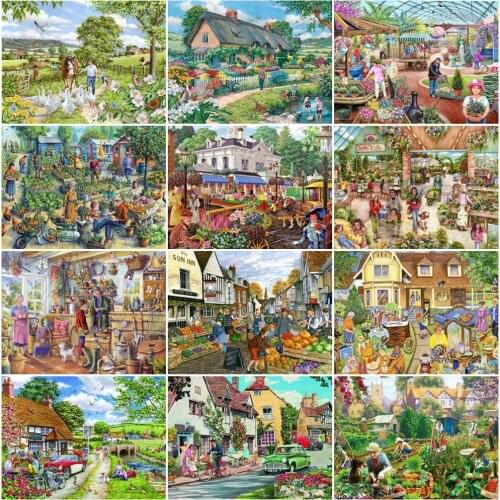 Diamond Painting Garden Picture Of Rhinestones Diamond Embroidery Full Square Landscape Crystal Mosaic Hobby Art