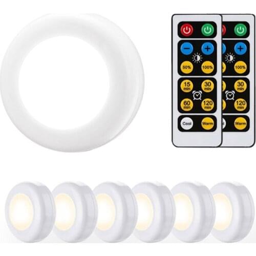 Dimmable LED Under Cabinet Light Wireless Touch Sensor Dual Color LED Night Lamps Puck Lights for Counter Closet Wardrobe