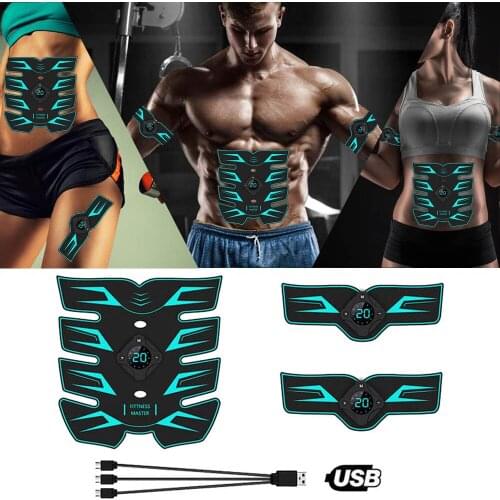 Wireless Abdominal Muscle Stimulator EMS Smart Fitness Training Electric Massager Body Slimming Belt USB Recharge ABS Home Gym