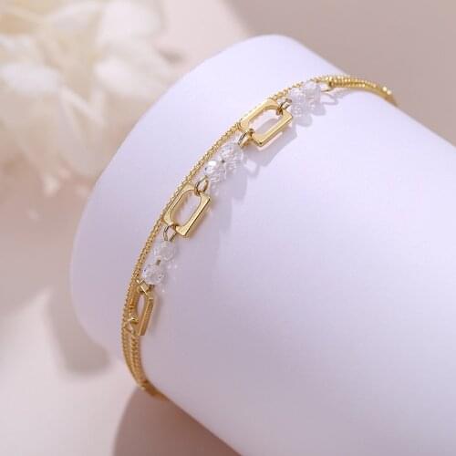 ONYSS Bracelet on the hand Anklets For Women 14K Gold Plating Jewelry Ankle Bracelets Chain CZ Rhinestone Bracelet