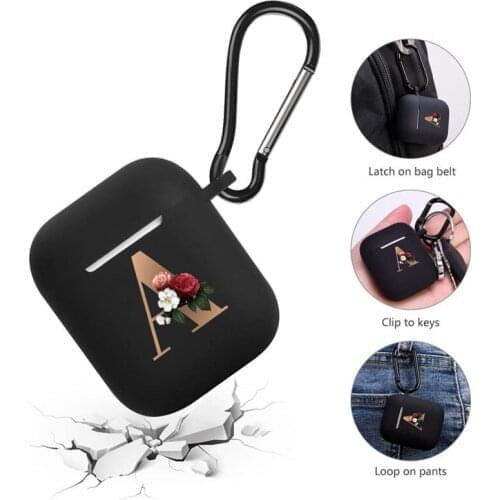 Floral Gold Initial Alphabet Letter Air Pods Case For Airpods 1 2 3 Pro Cases Silicone Wireless Charging Earphone Matte Cove