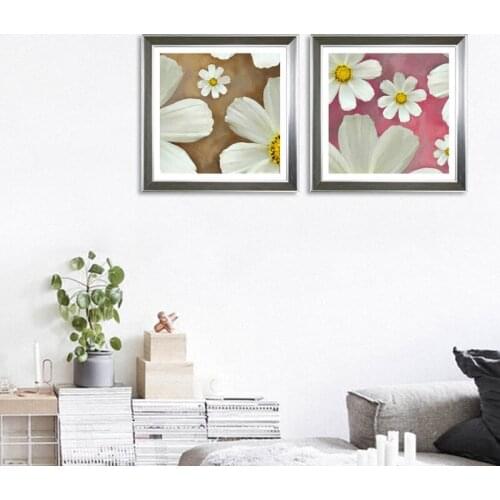 Colorful Abstract White Flower Canvas Painting Printing And Poster Pink Background Wall Frameless Picture Living Room Decoration