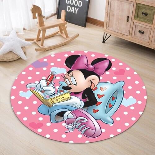 Disney Minnie Rug Children Crawling Game Mat Round Living Room Carpet Indoor Welcome Soft Mat Gift Wedding Aisle Decorations