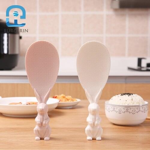 FURGERIN Standing Rice Spoon Plastic spoon for rice paddle Rabbit Spoons Eco-friendly Non Stick Rice Scoop Kitchen 2019 Gadget