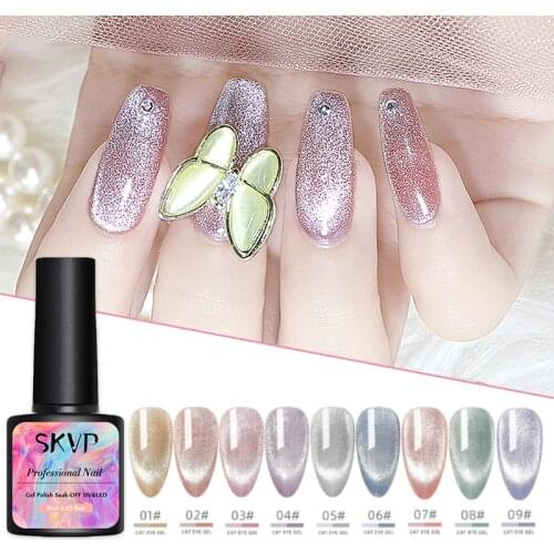 SKVP 8ML Jade Cat Eye Nail Gel Polish Magnet Hybrid Varnish Semi Permanent Newest Magnetic Lacquer Primer Nail Art Gel Varnish