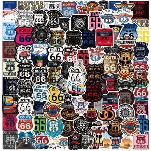 10/30/50PCS Classic Retro Route 66 Stickers Travel Luggage Phone Fridge Laptop Joke Classic Graffiti Sticker for Kids