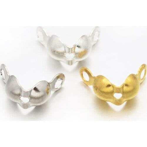 100pcs Connector Clasp Fitting 7x4mm Ball Chain Calotte End Crimps Beads Connector Components For DIY Jewelry Making Supplies