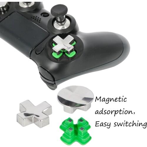 3 in 1 Metal Bullet Buttons for PS4 Controller, for ps4 slim pro Metal Magnetic Thumb sticks Joysticks Buttons Adjustable D-pads