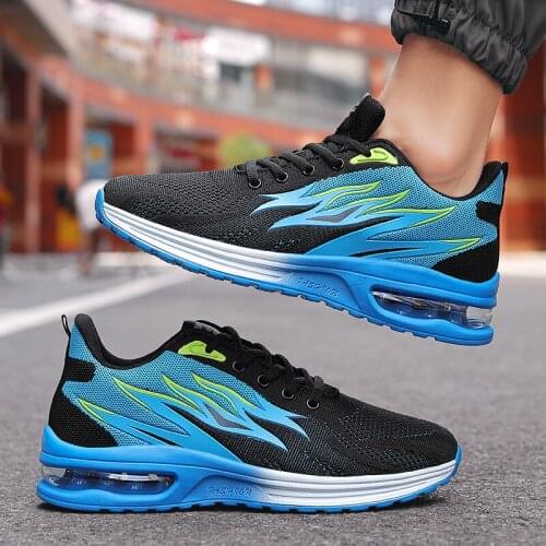 Hot New Autumn Fashion Air Shoes Men Sneakers Blue Flame Shoes Men Flying Woven Trainers Mesh Couple Outdoor Men Casual Sneakers