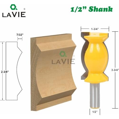 LA VIE 12mm 1/2" Shank Concave Radius Milling Cutters Crown Molding Armrest Router Bit Large Line Knife Wood Work Bits MC03047